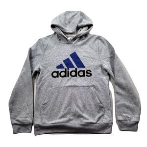 Adidas Essential‎ Pullover Hoodie Boys XL 18 20 Grey Heather Slim Fit